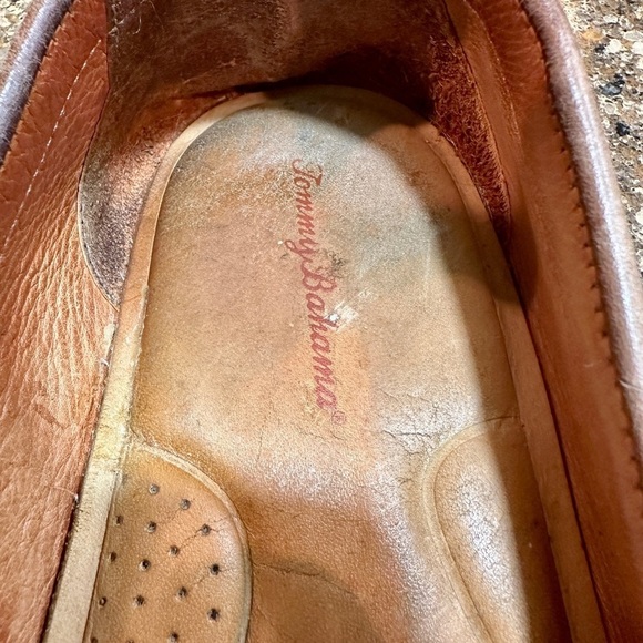 TOMMY BAHAMA, BROOKS BAY, MENS, LEATHER WEAVE LOAFER IN CARAMEL BROWN. SIZE 12M - Picture 6 of 9